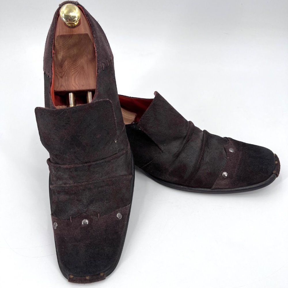 Robert Wayne Prince St Distressed Look Brown Slip On Shoes Studded Size 12